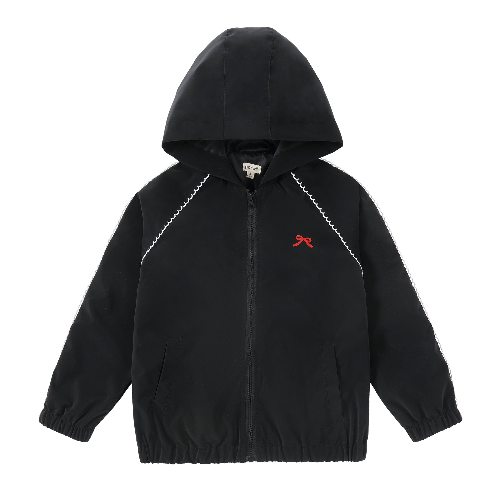 Girls Black  Raincoat with White Trim