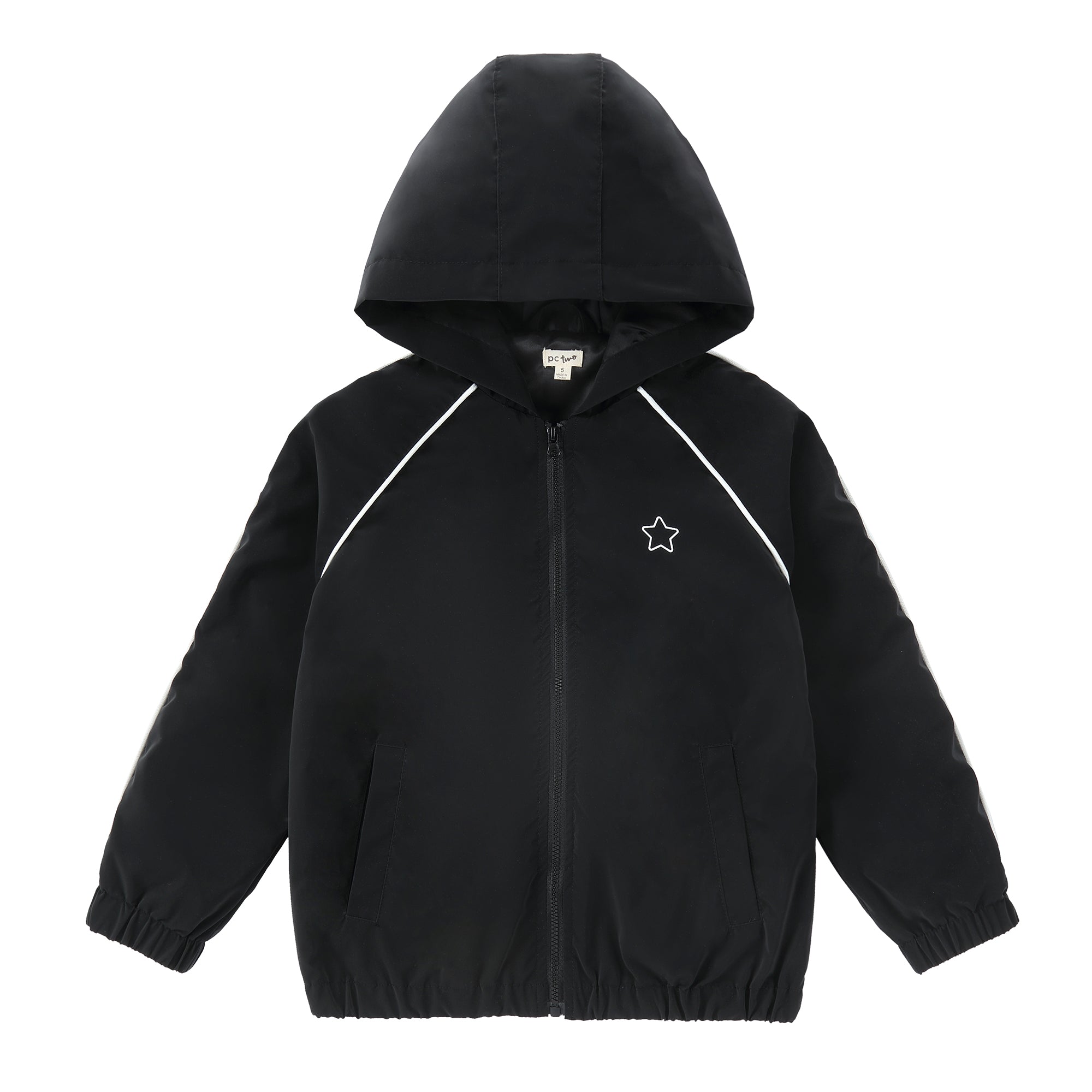 Boys Black  Raincoat with White Trim