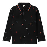 Black Polo With Embroidered Lightning Bolts