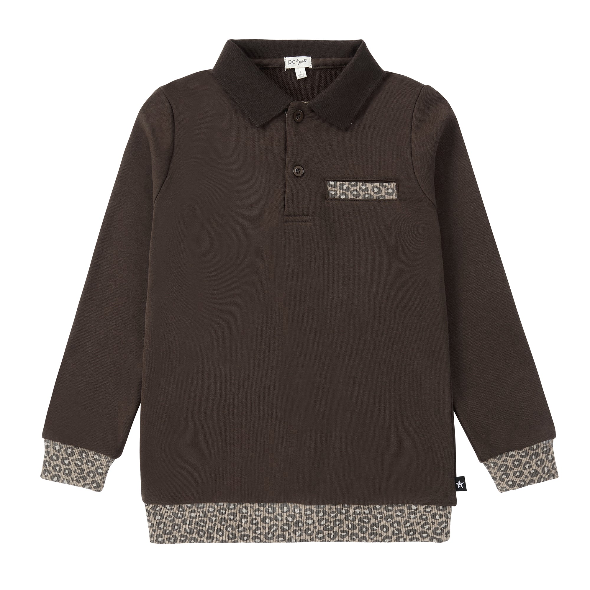 Brown Polo With Cheetah Accents