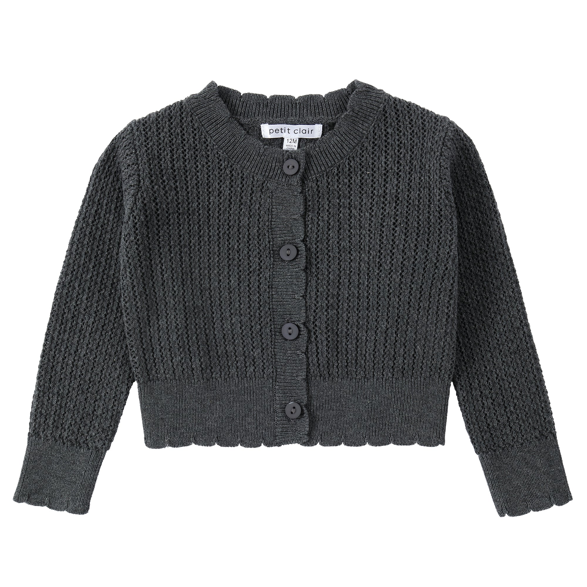 Charcoal Eyelet Cardigan