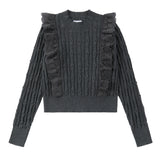 Charcoal Lace Ruffle Sweater