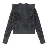 Charcoal Lace Ruffle Sweater