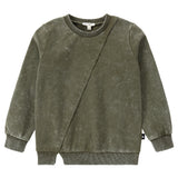 Green Wash Sweatshirt With Diagonal Seam Detail