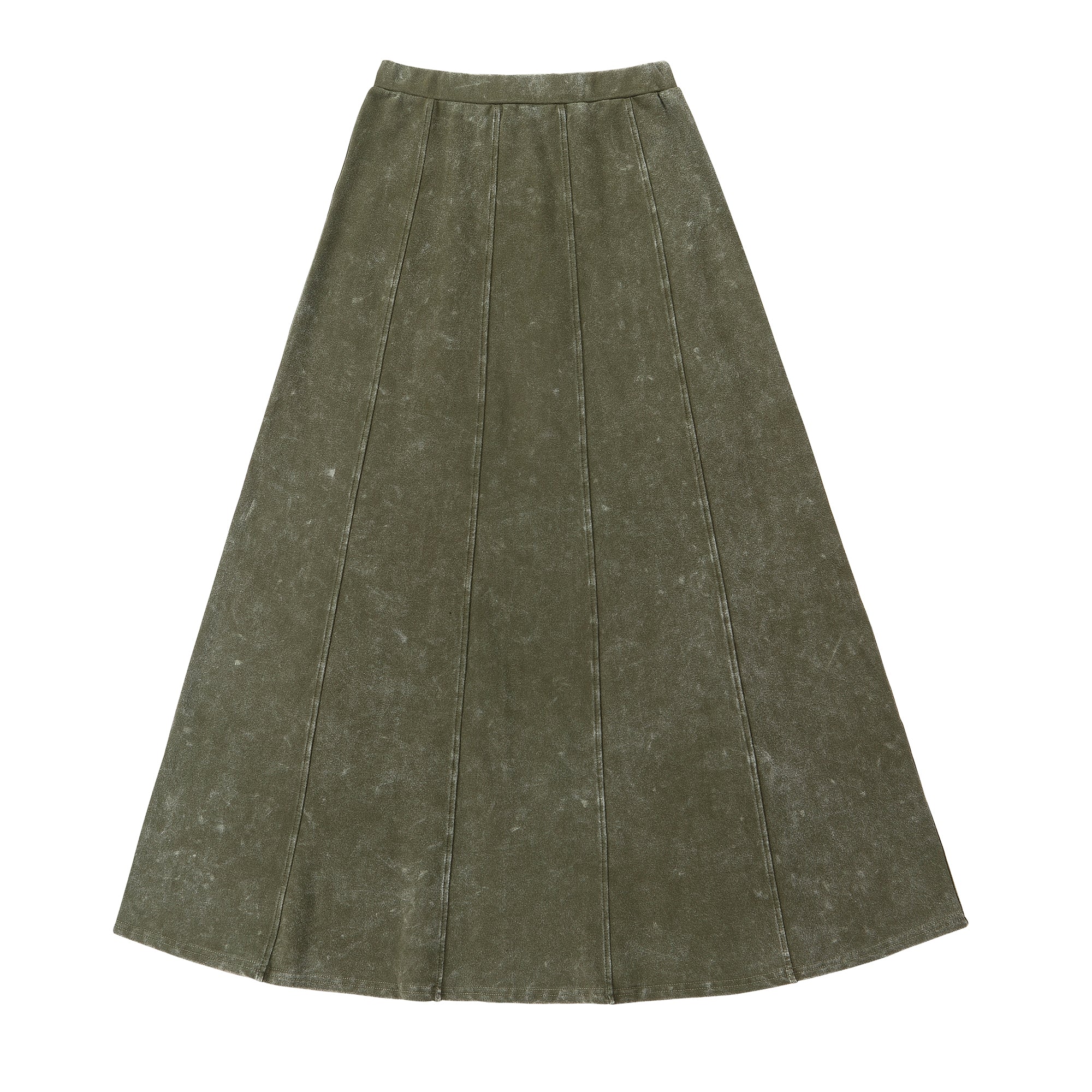 Green Wash Maxi Skirt With Stitching Details
