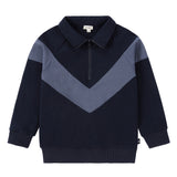 Colorblock Quarter Zip Sweatshirt With Fold Down Collar