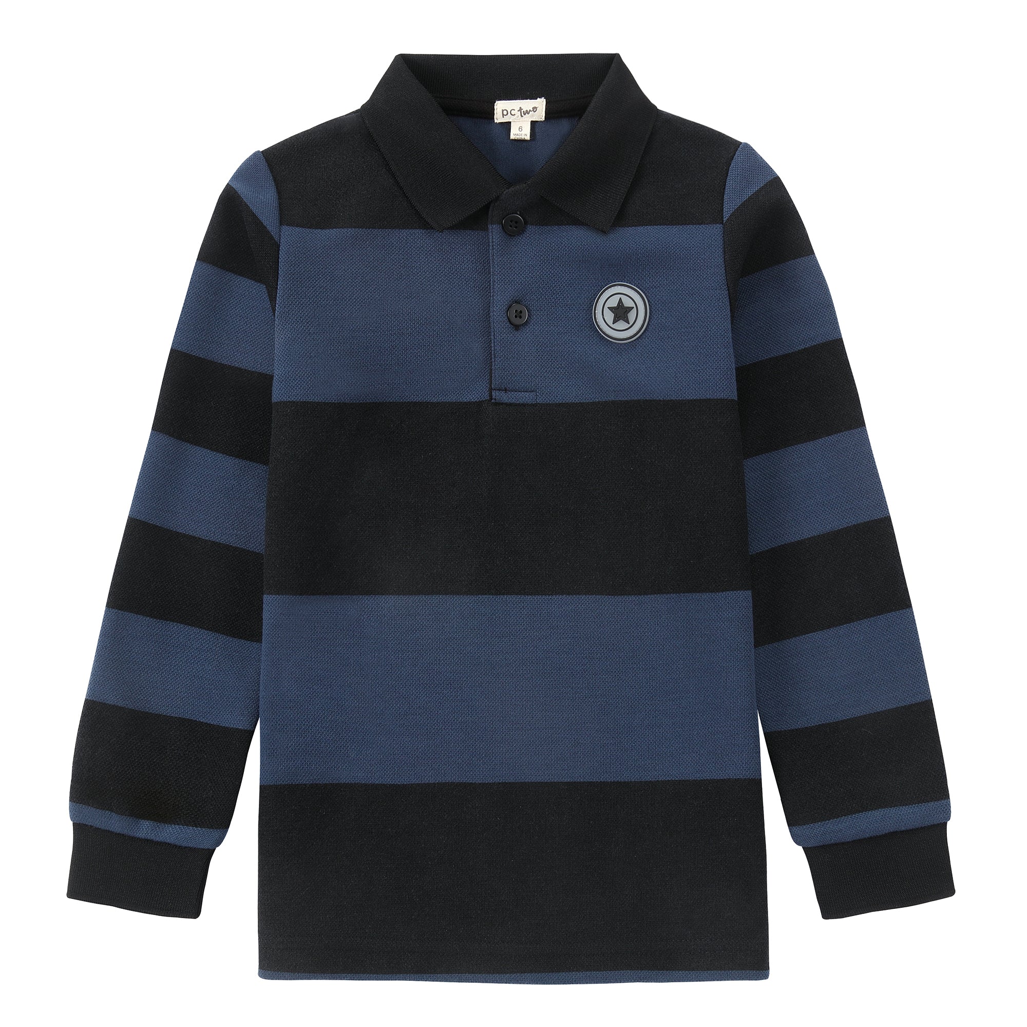 Navy & Black Color Block Polo