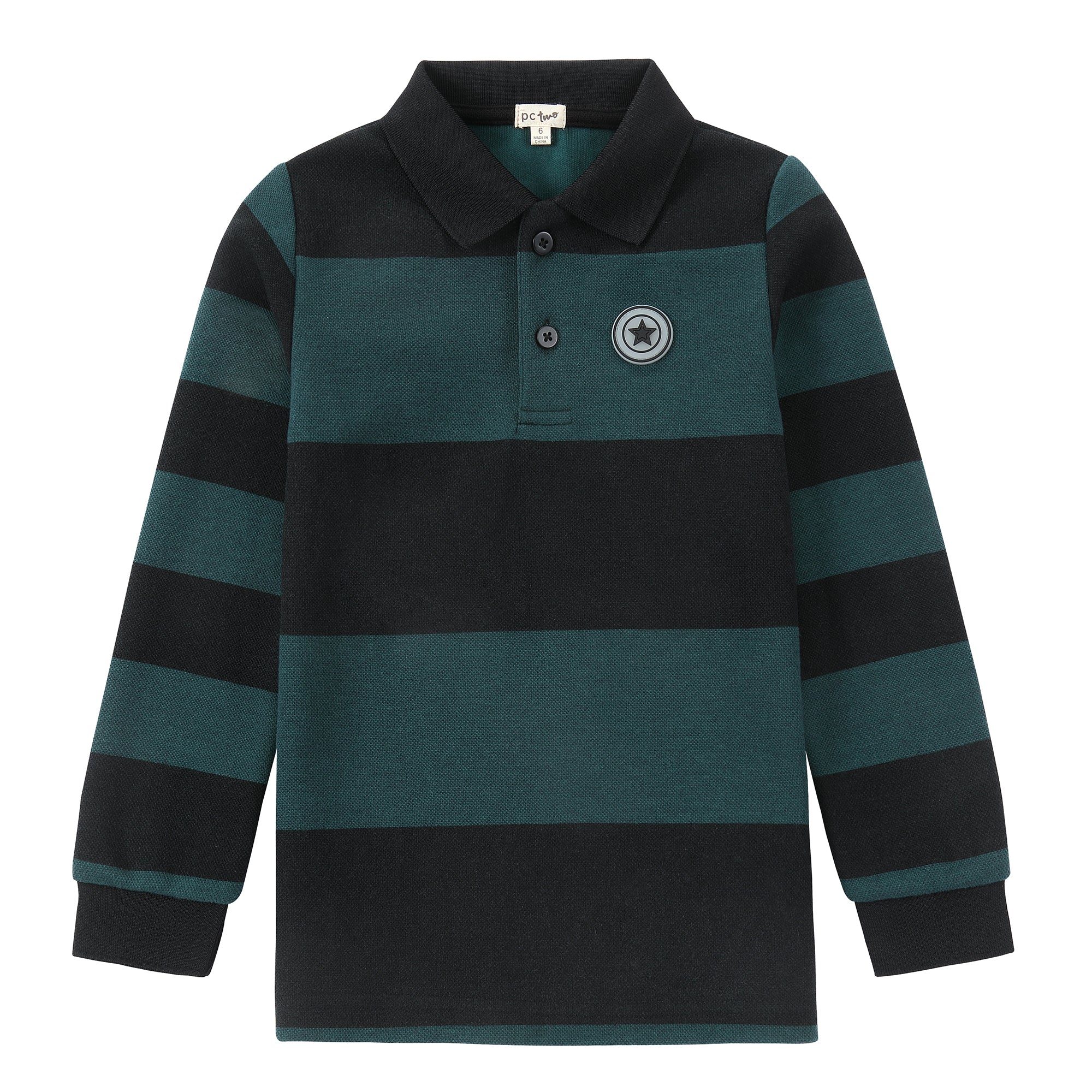 Green & Black Color Block Polo