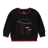 Black Sweatshirt With Embroidered Mushrooms