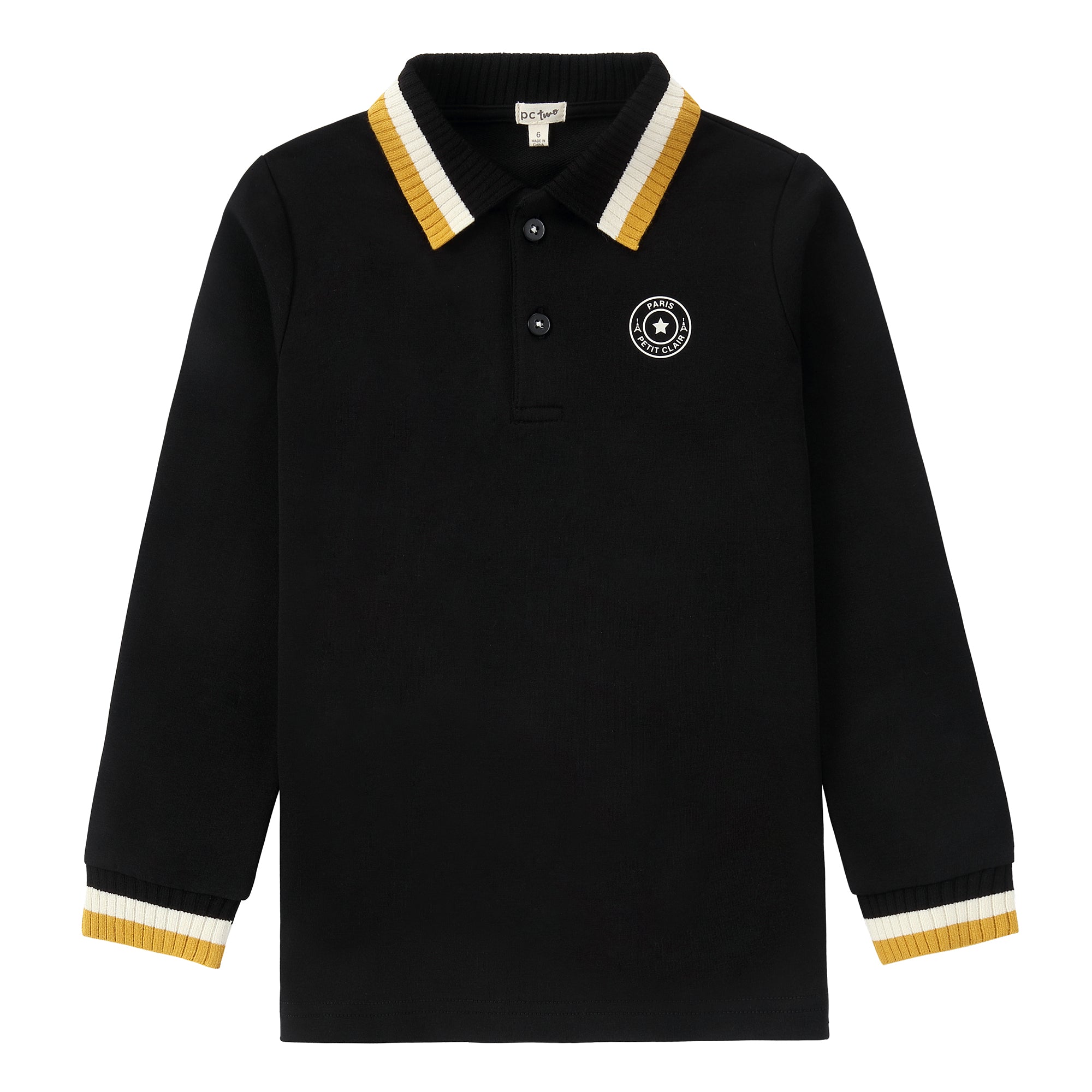 Black/ White & Mustard Trim Polo