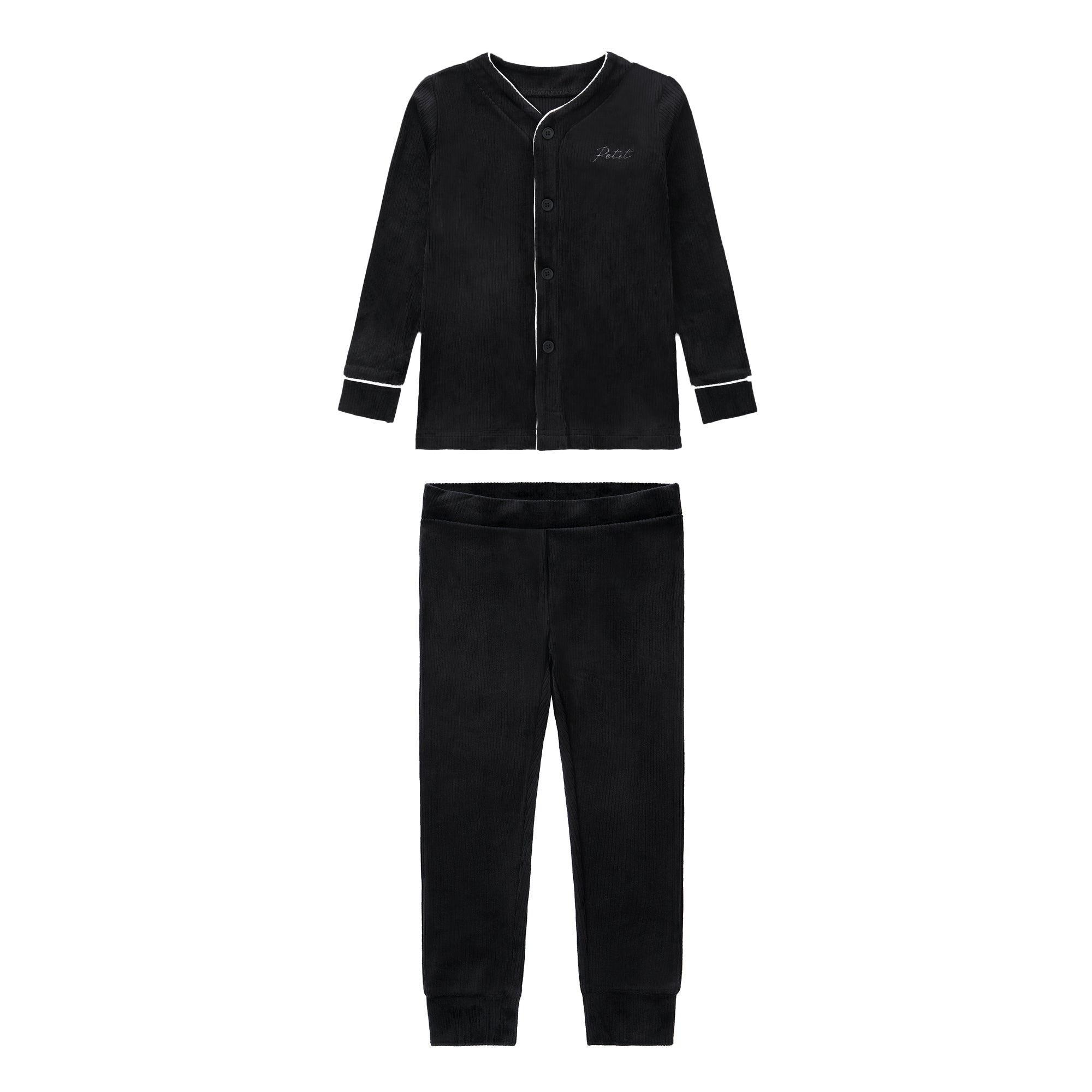 Black Ribbed Velour Pajama