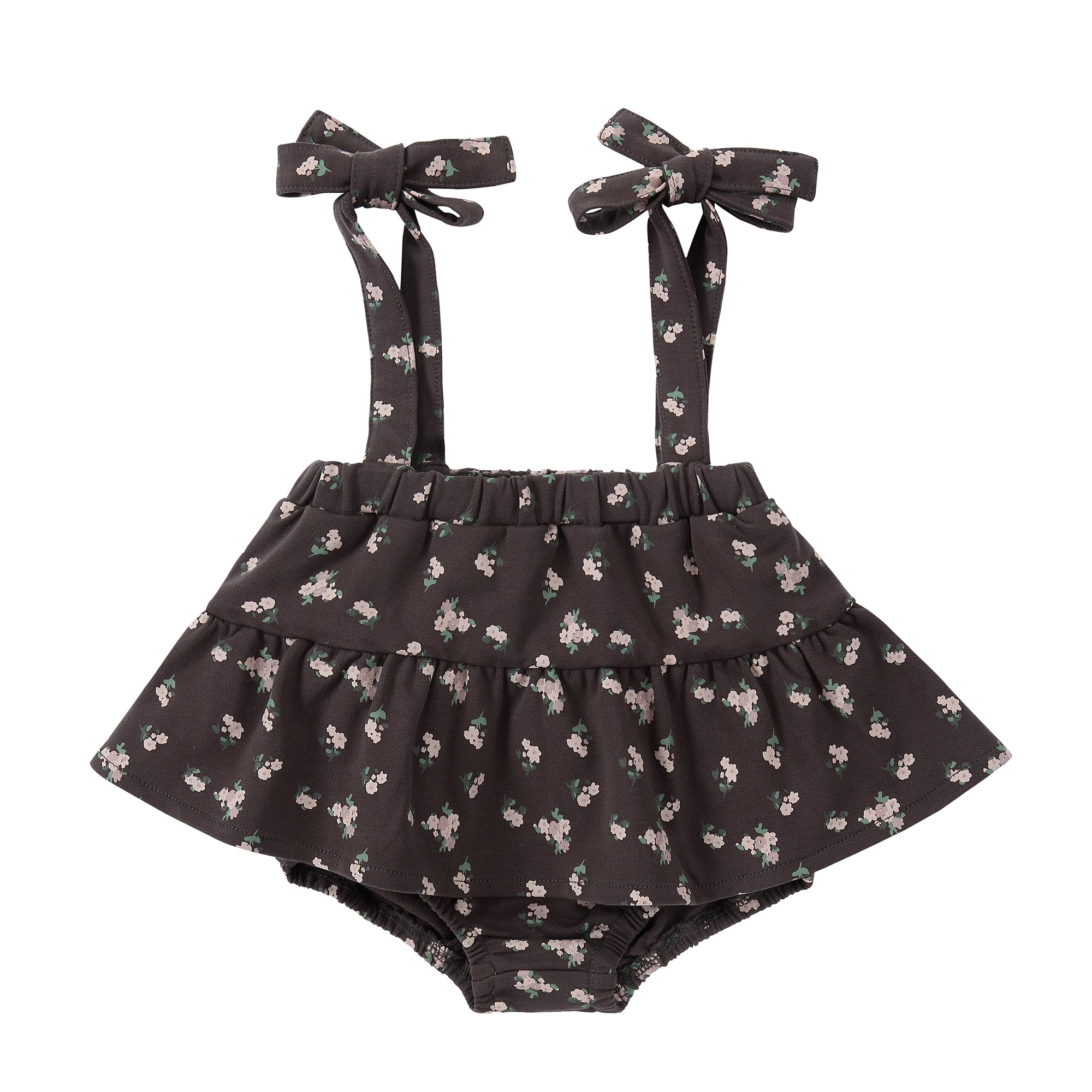 Charcoal Grey Floral Bloomer With Straps