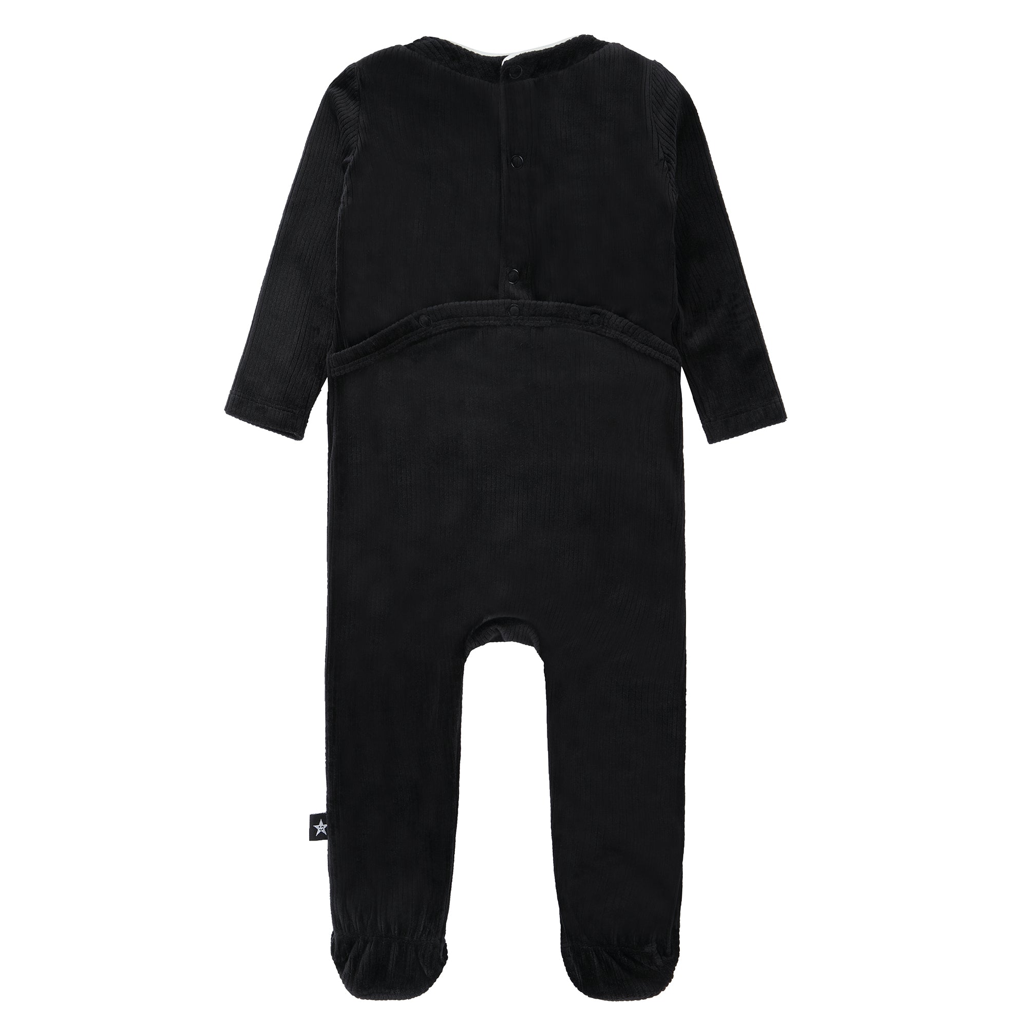 Black Ribbed Velour Footie