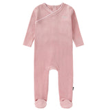 Pink Ribbed Velour Footie