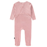 Pink Ribbed Velour Footie