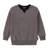 Grey Sweatshirt With Star Applique and Neck Detail
