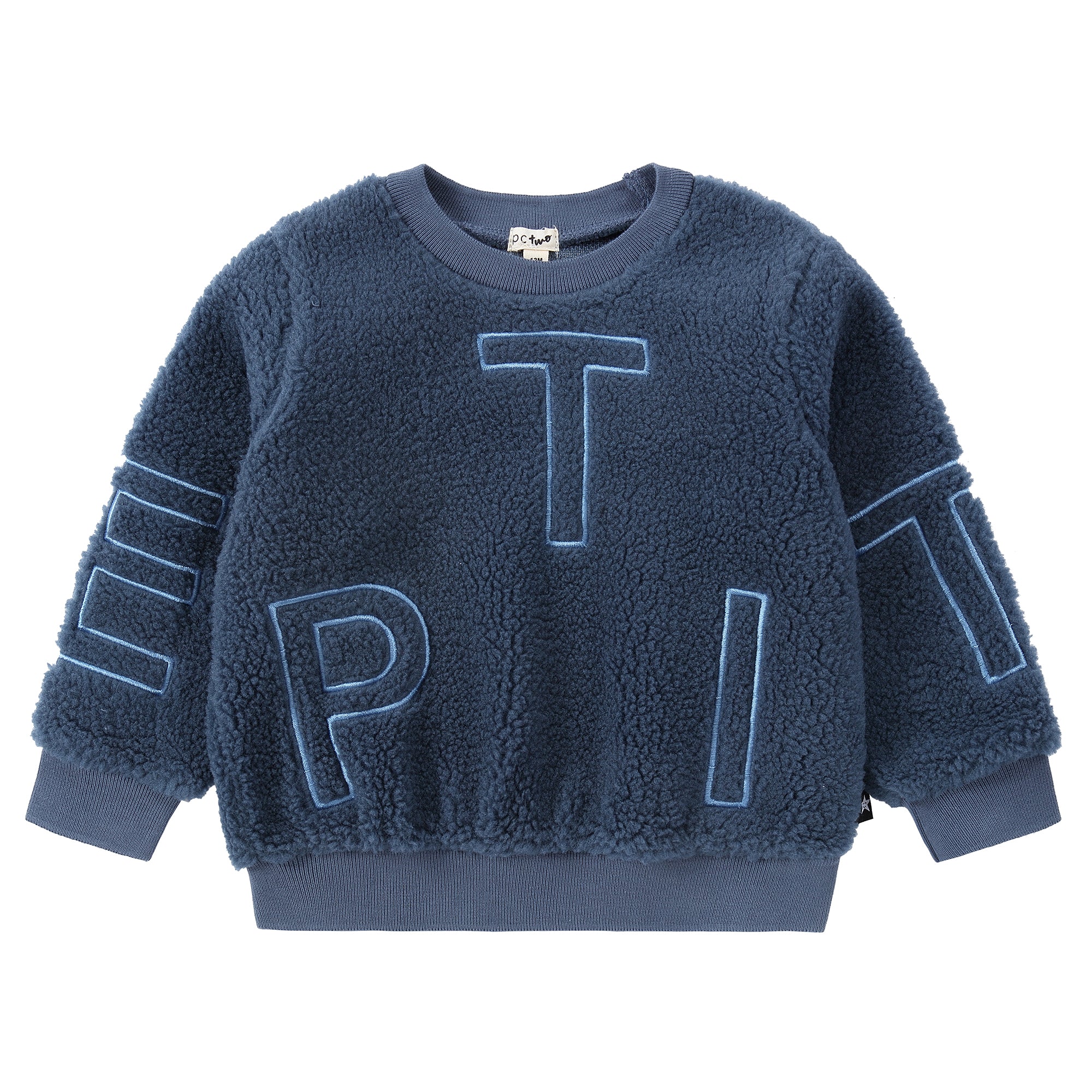 Stone Blue Embroidered Sherpa Sweatshirt