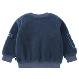 Stone Blue Embroidered Sherpa Sweatshirt