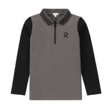 Grey and Black Colorblock Polo