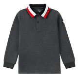 Grey Cable Knit Collar Polo