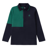 Navy /  Green Color Block Polo