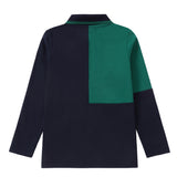 Navy /  Green Color Block Polo