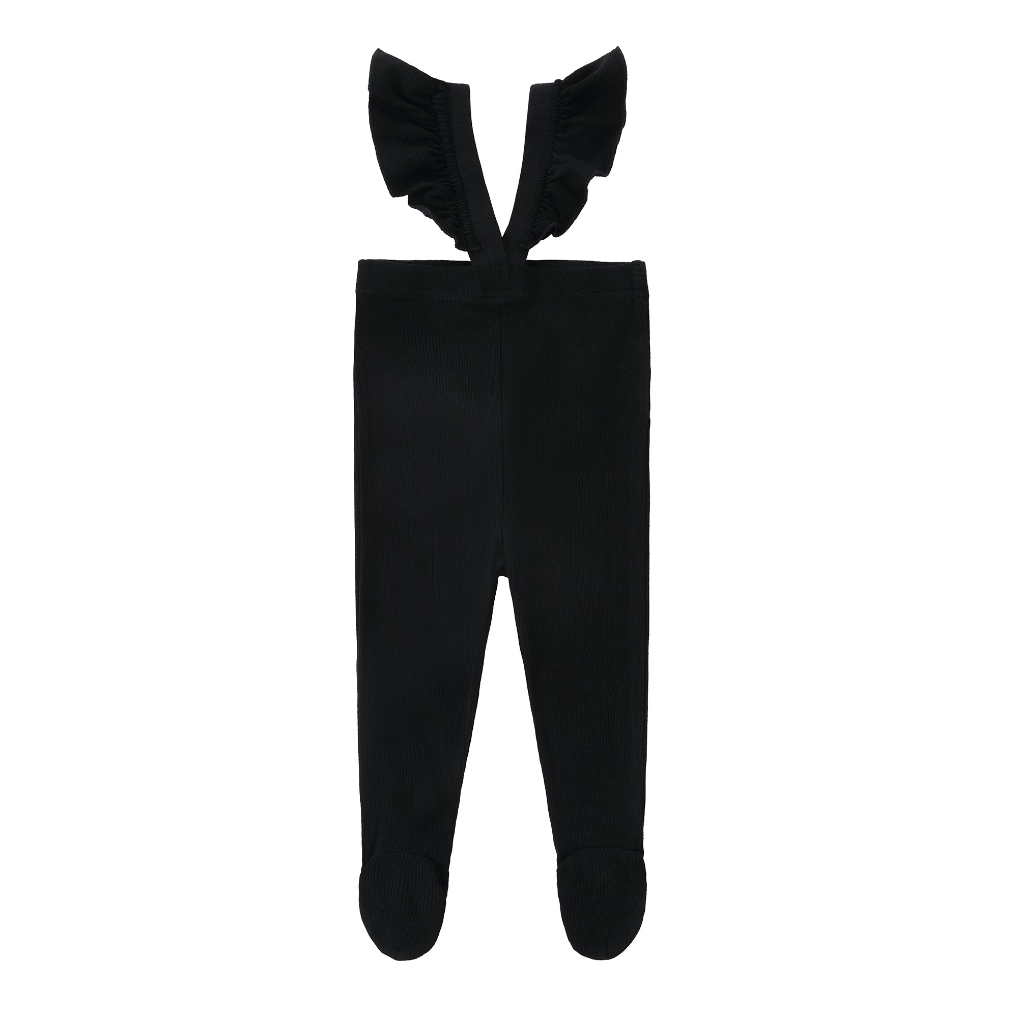 Black Ribbed Ruffle Suspender Legging