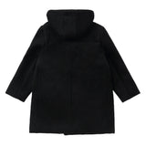 Black Wool-Blend Double Breasted Coat