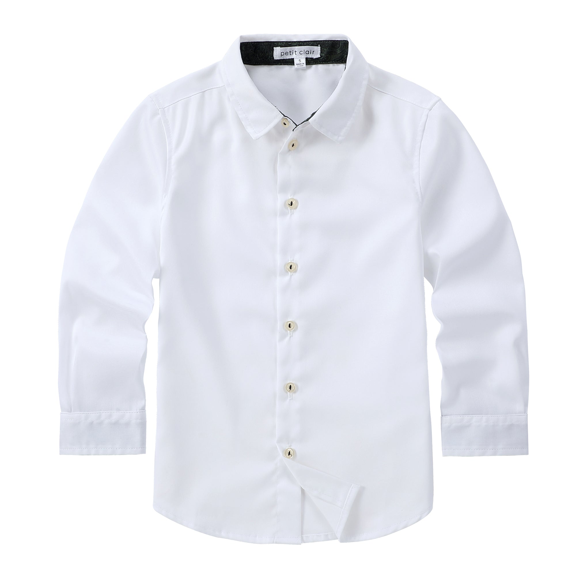 Green Paisley Print Contrast Collar Shirt