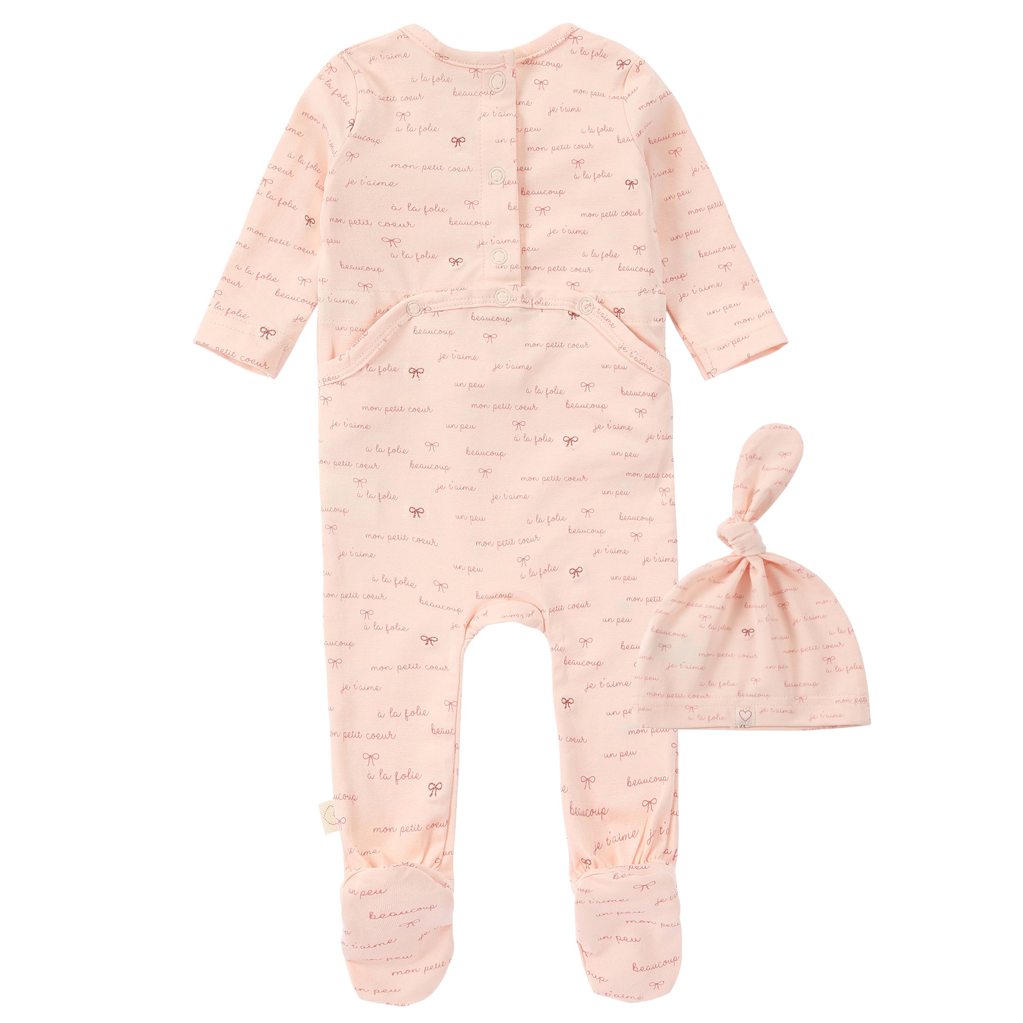 Pink Bow Print Footie Set