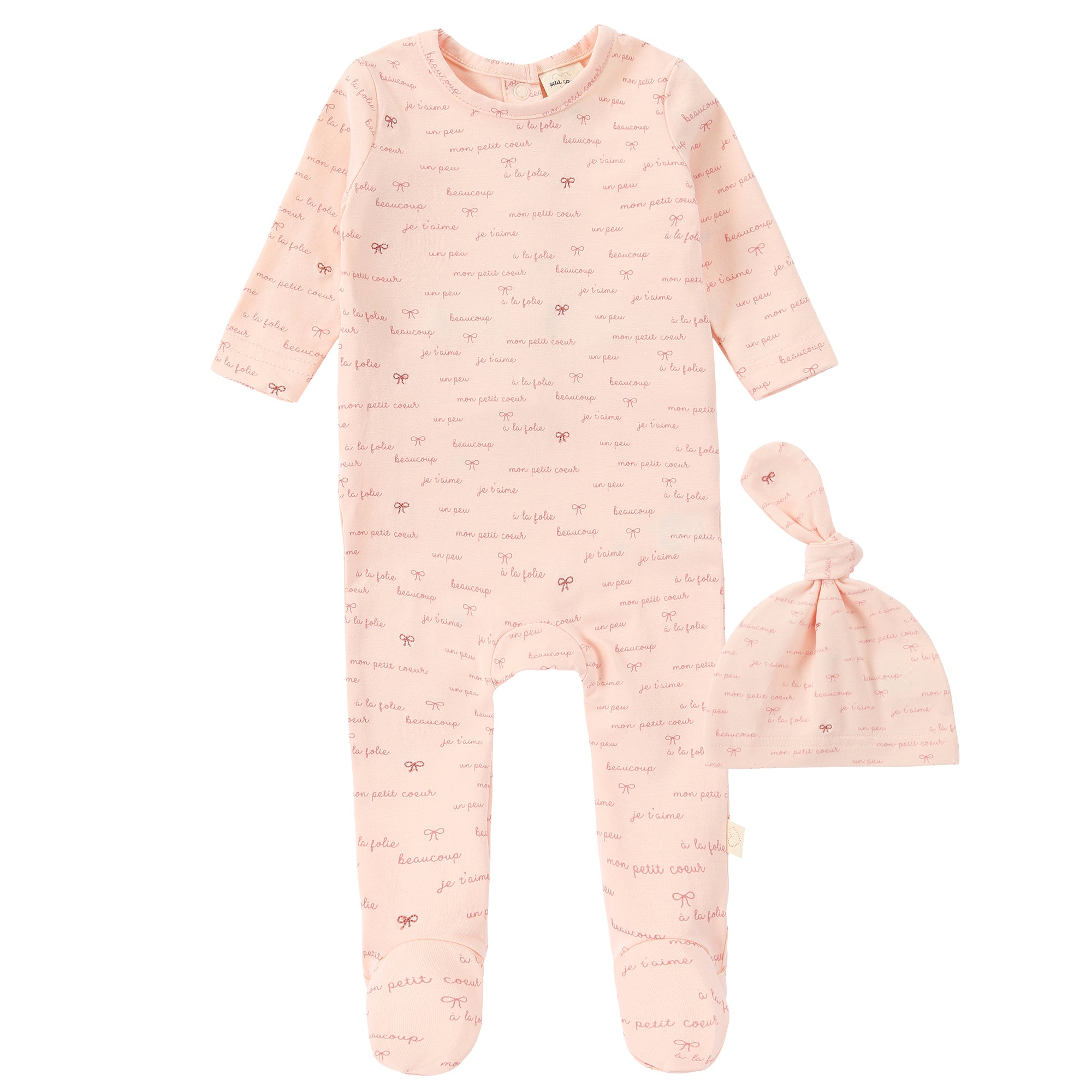 Pink Bow Print Footie Set