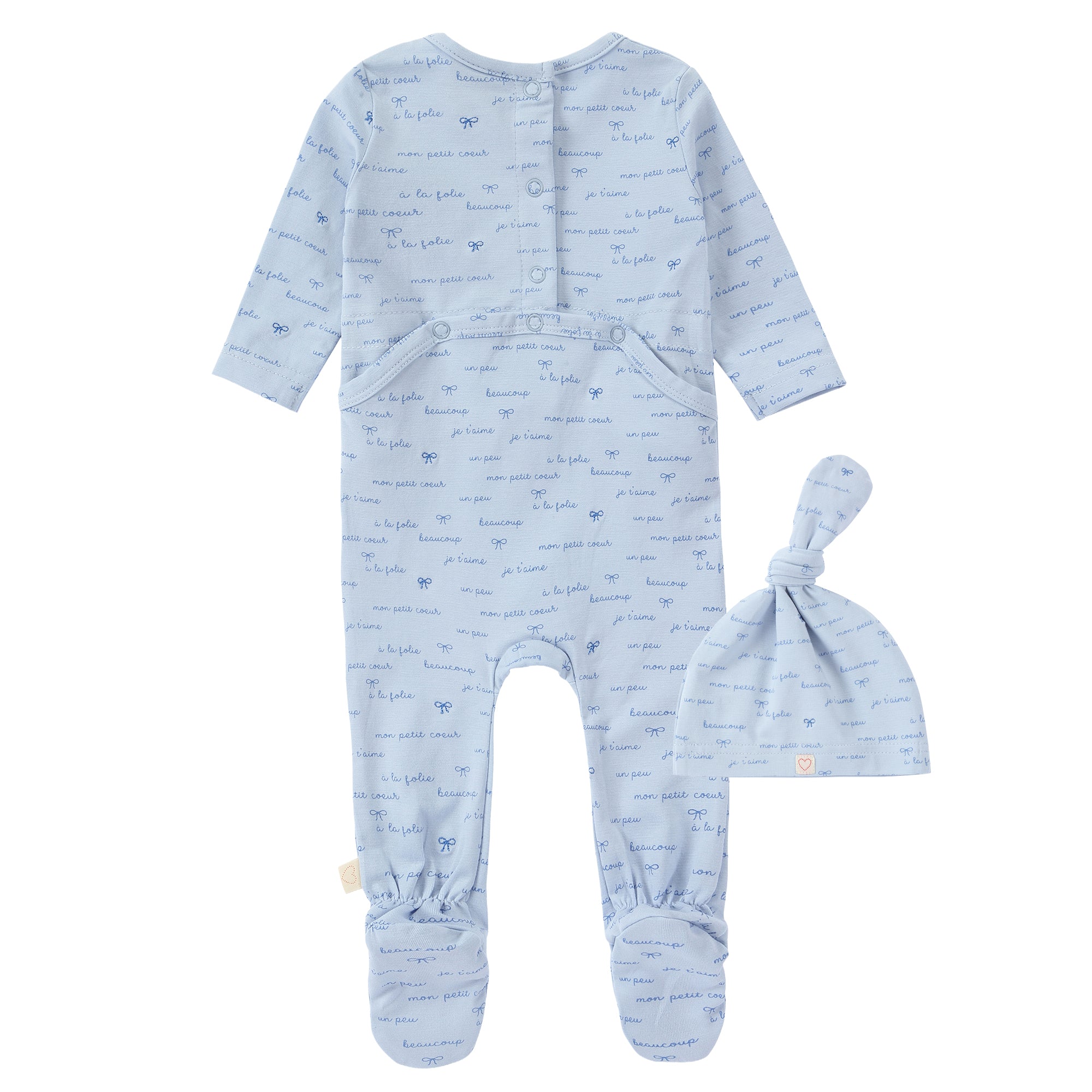 Blue Bow Print Footie Set