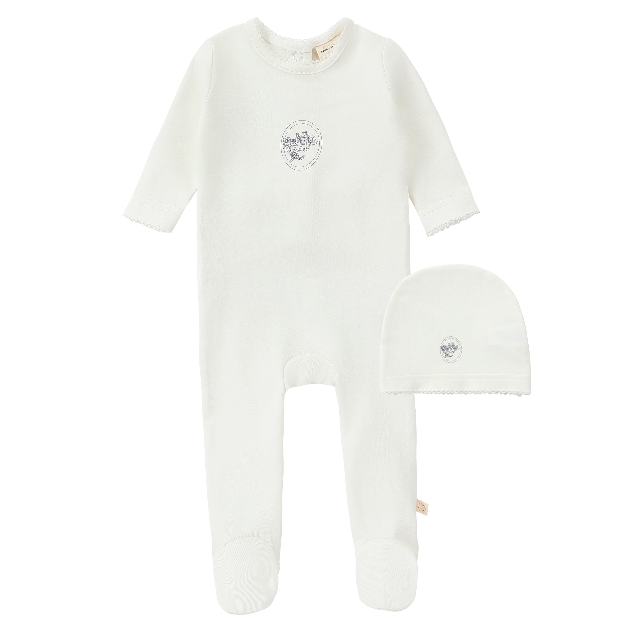 White Leaf Graphic Footie