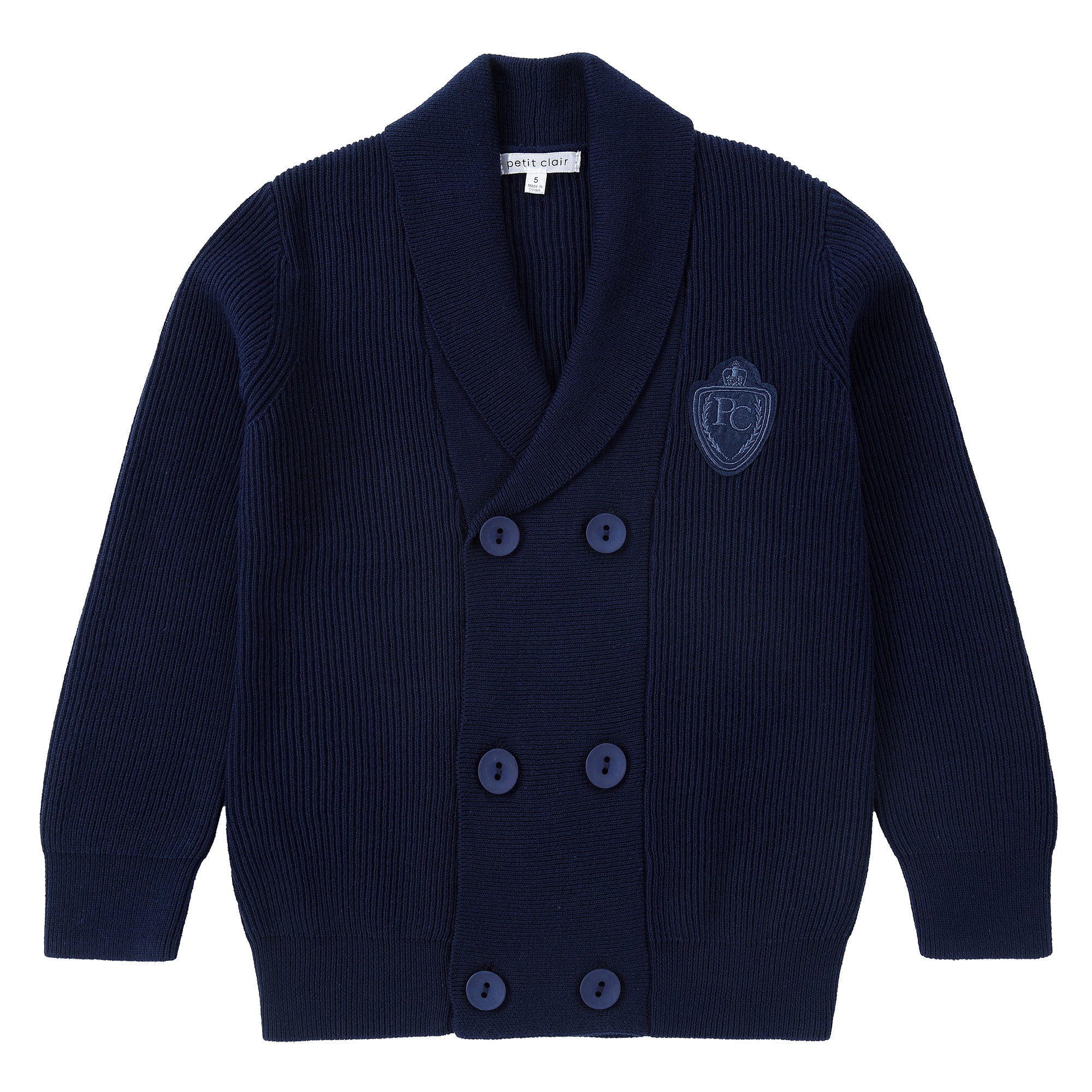 Navy Blue Double Breasted Knit Blazer
