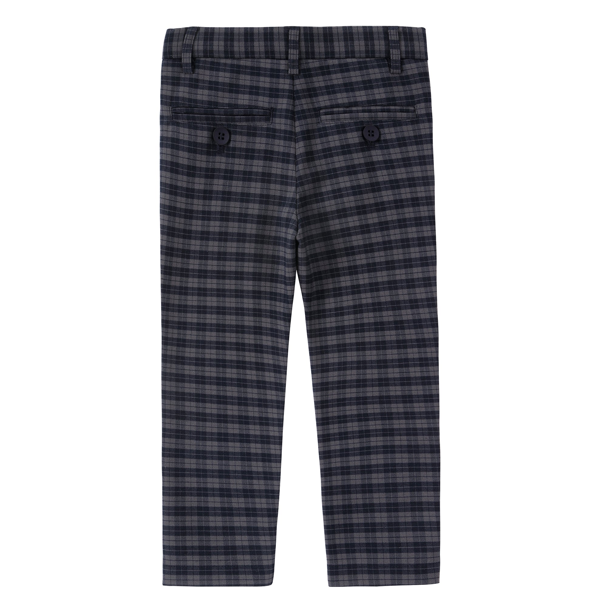 Navy Plaid Slim Pants