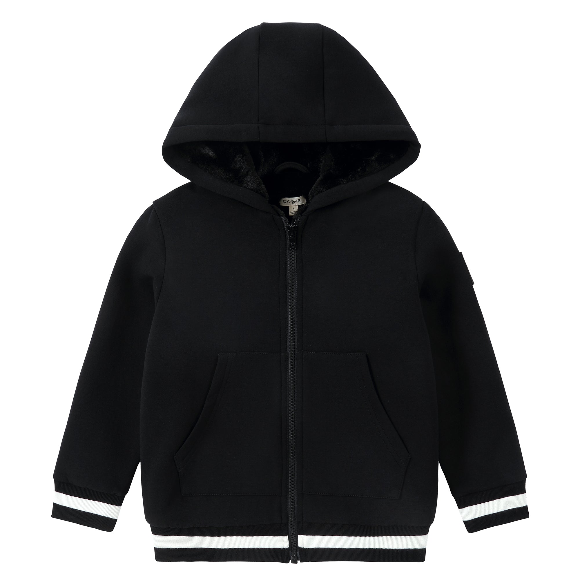 Black Plush Lined Hoodie