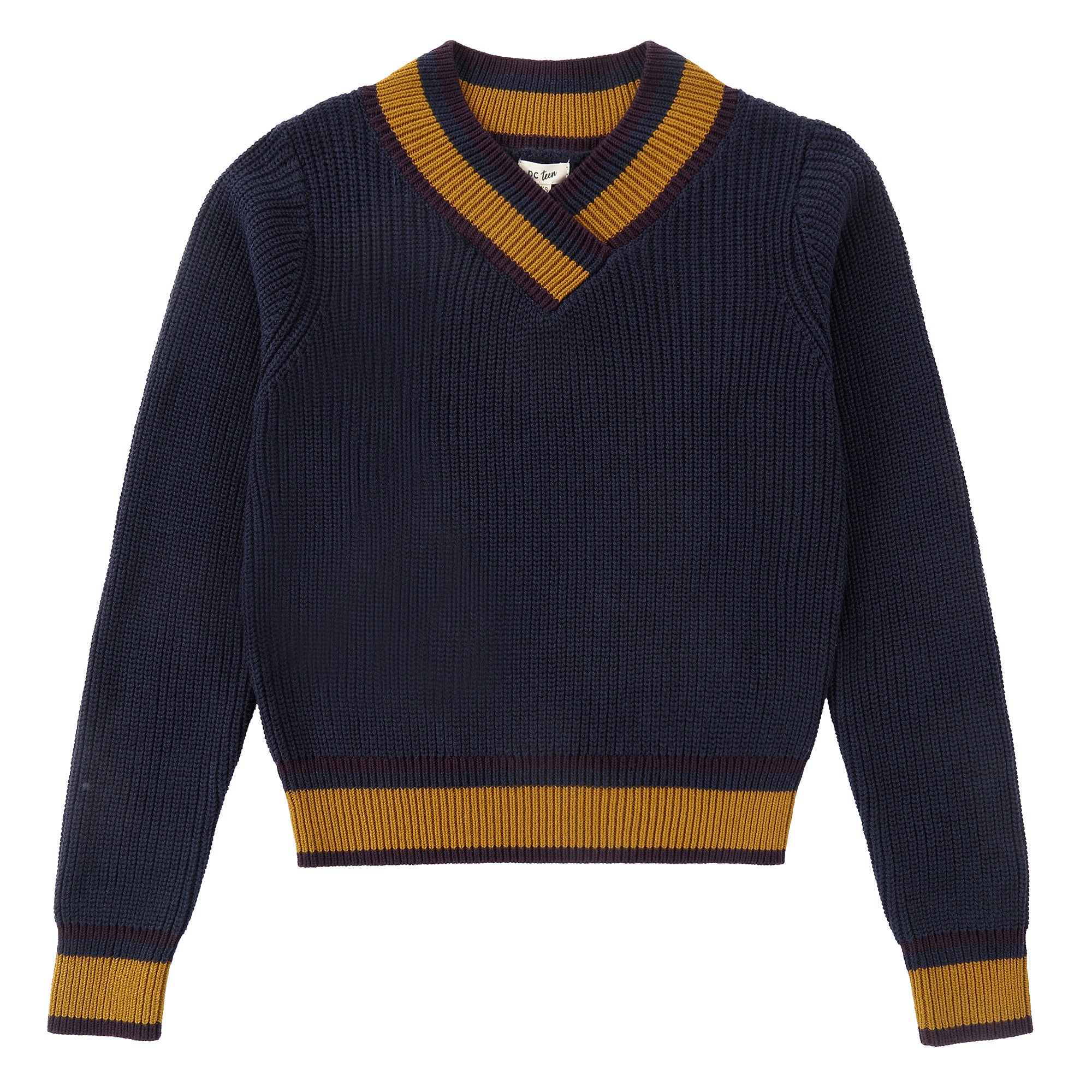 Navy/ Mustard Trim Sweater