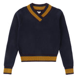 Navy/ Mustard Trim Sweater