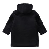 Black Wool-Blend Dress Coat With Detachable Hood