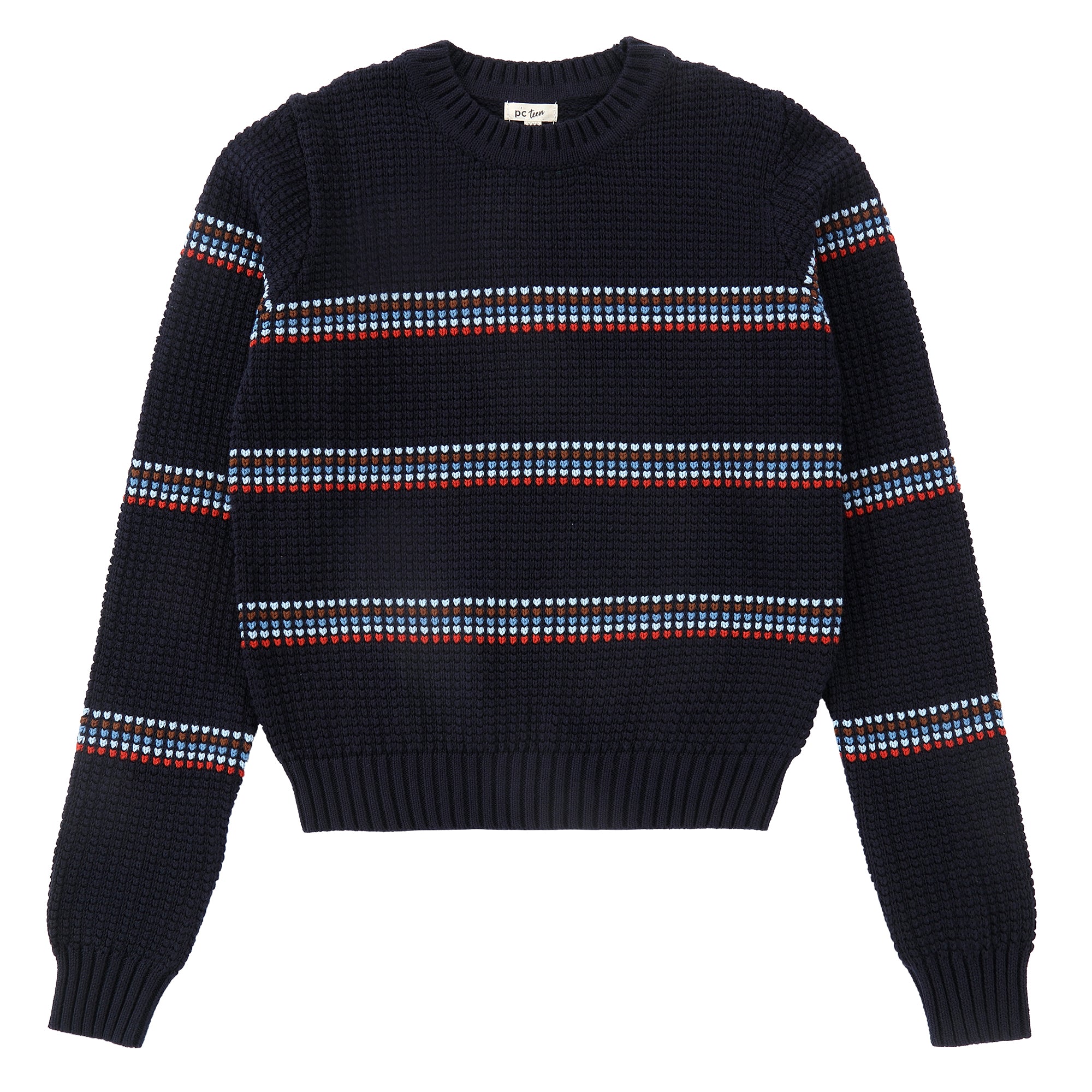 Navy & Color Stitched Sweater
