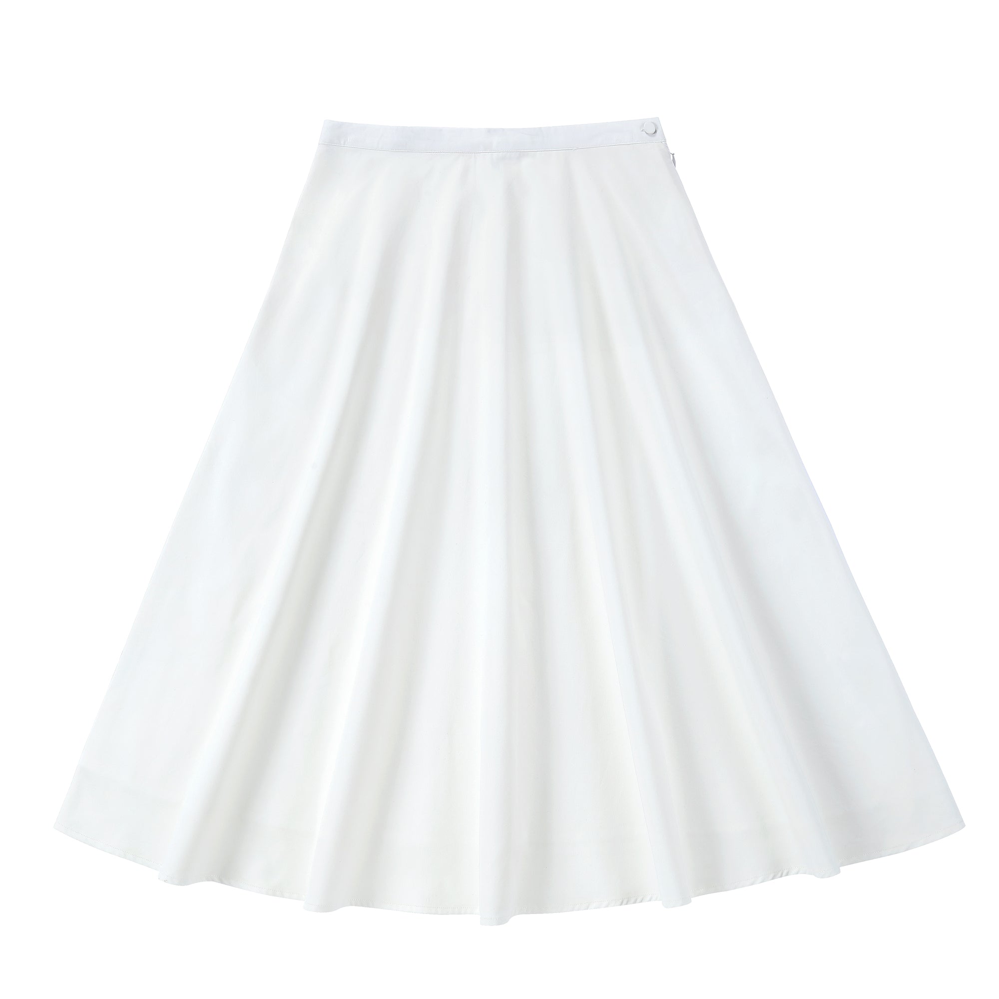Ivory Cotton Midi A-Line Skirt
