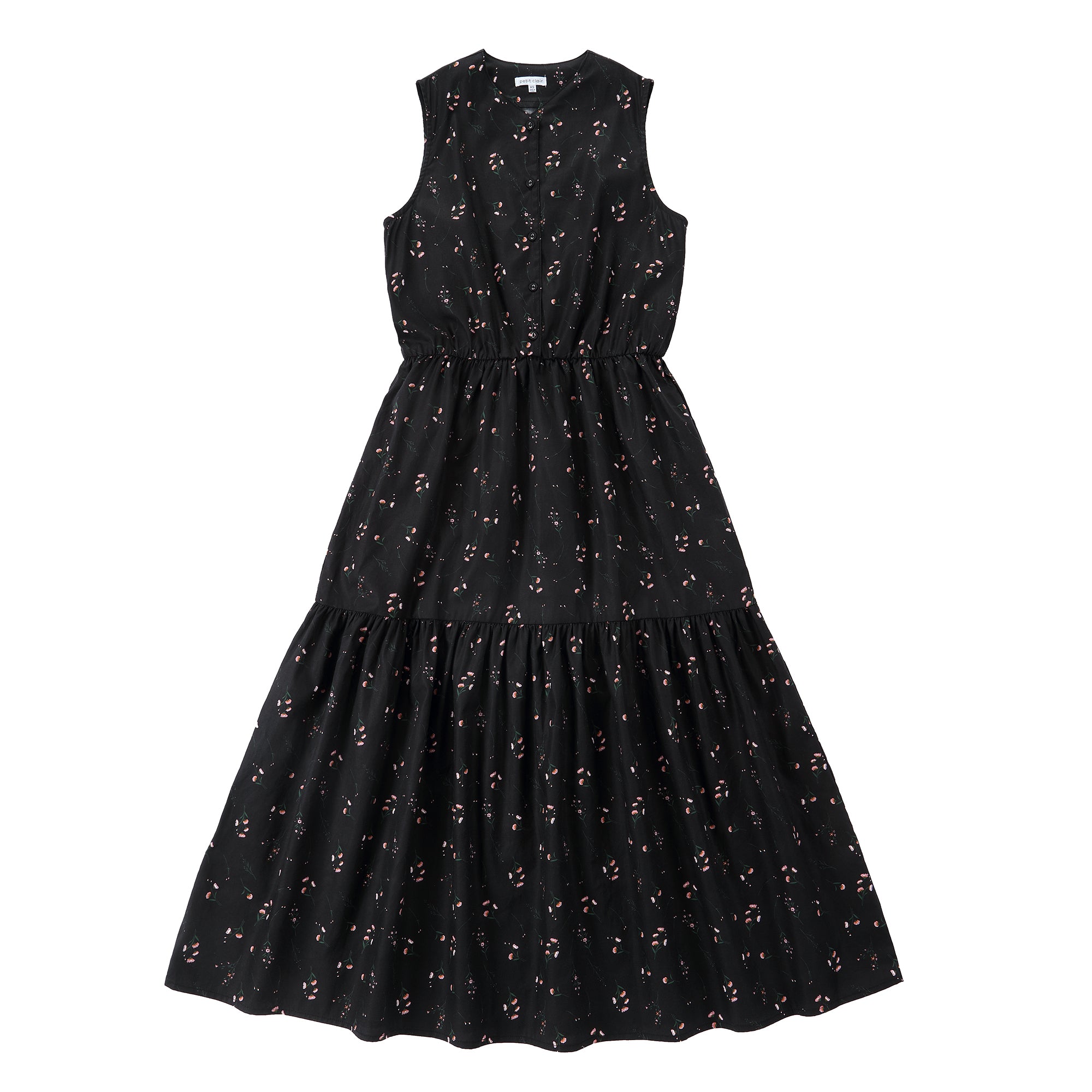 Black Floral Tiered Sleeveless Dress
