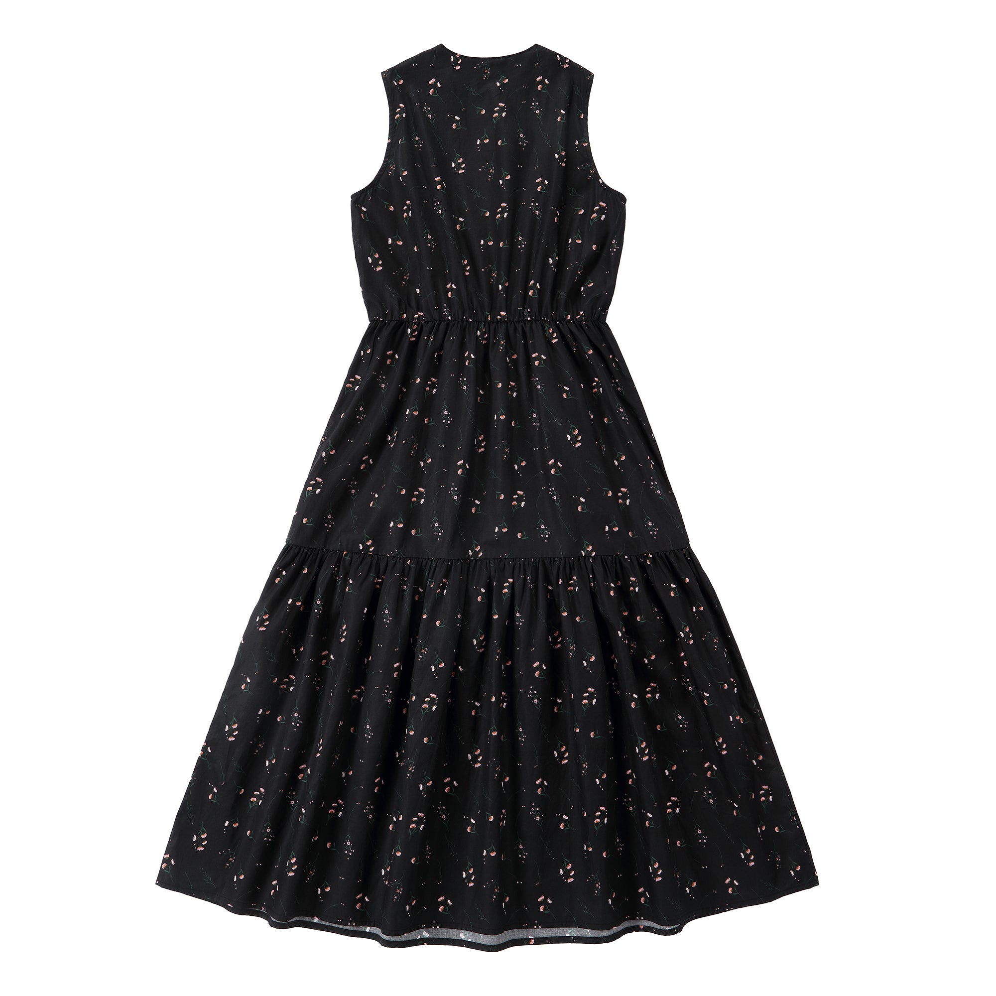 Black Floral Tiered Sleeveless Dress