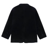 Navy Velvet Mandarin Collar Blazer