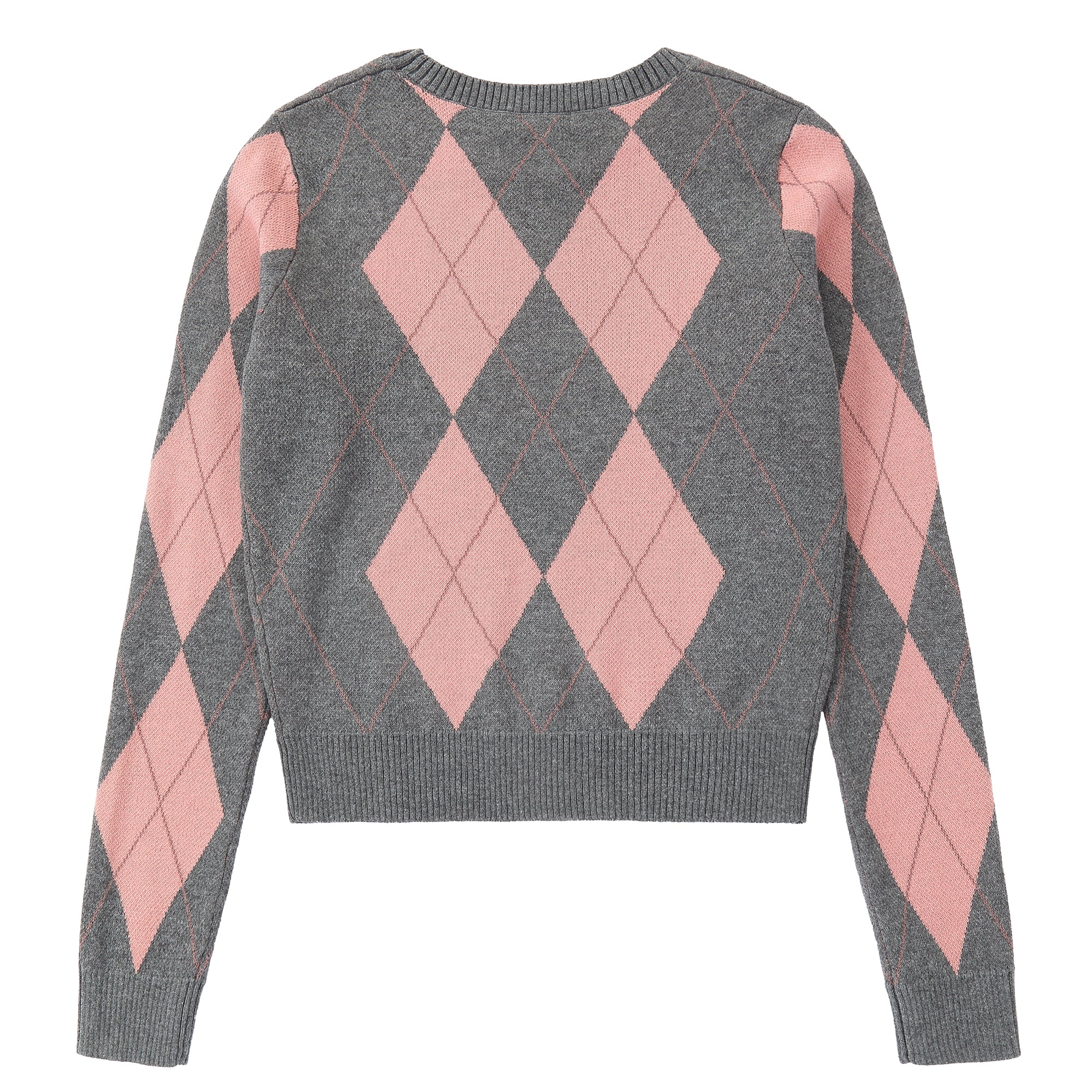 Grey & Pink Argyle Sweater