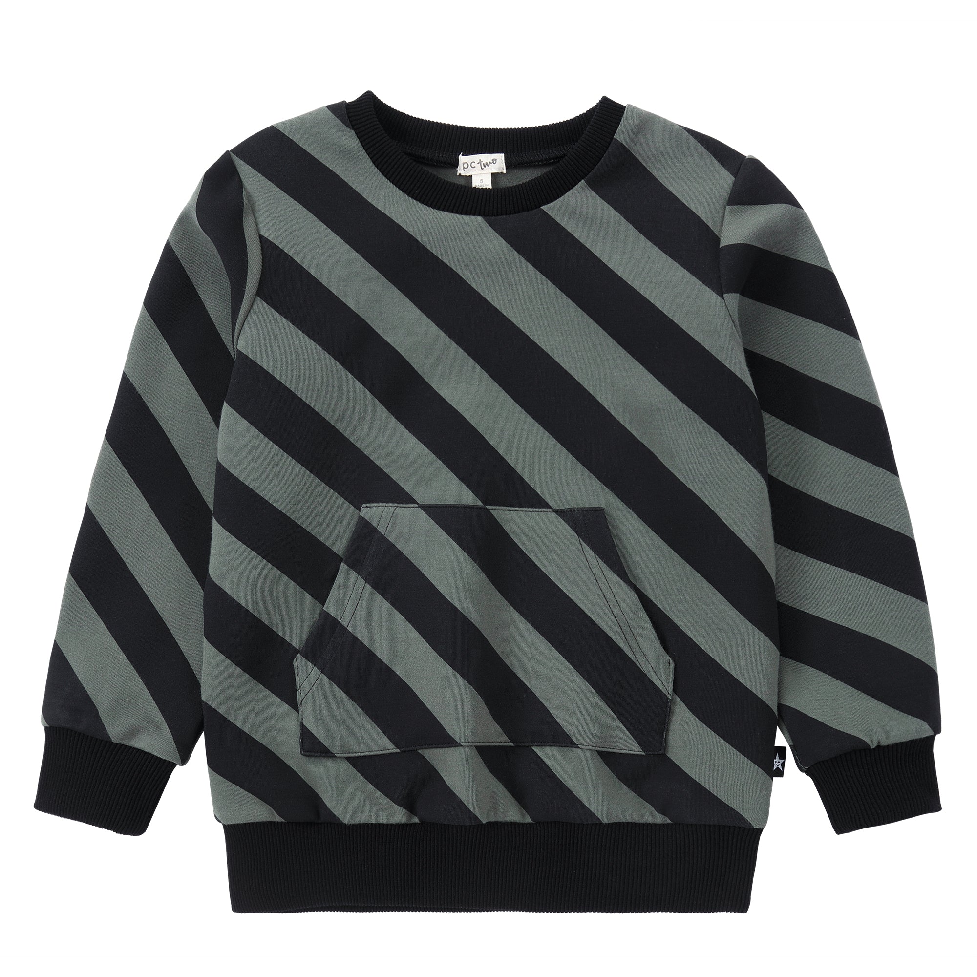 Muted Green Diagonal Stripe Sweatshirt