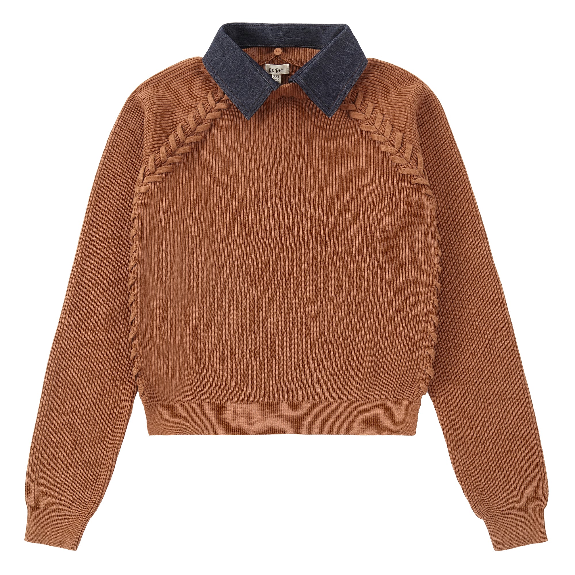 Caramel & Denim Collared Sweater