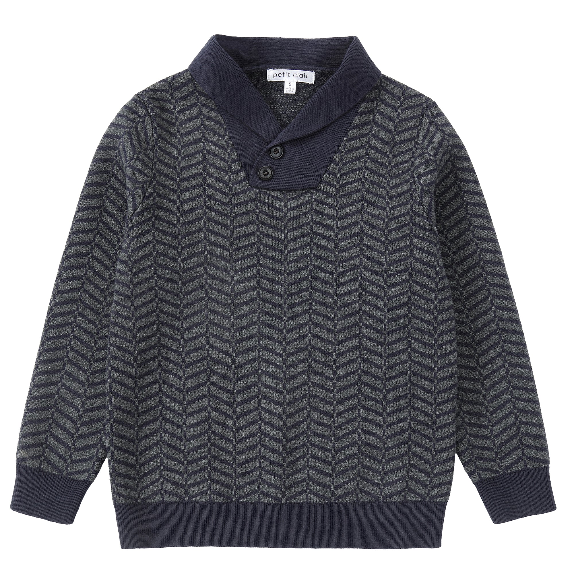 Aw2527 Navy & Grey Chevron Sweater – Petit Clair