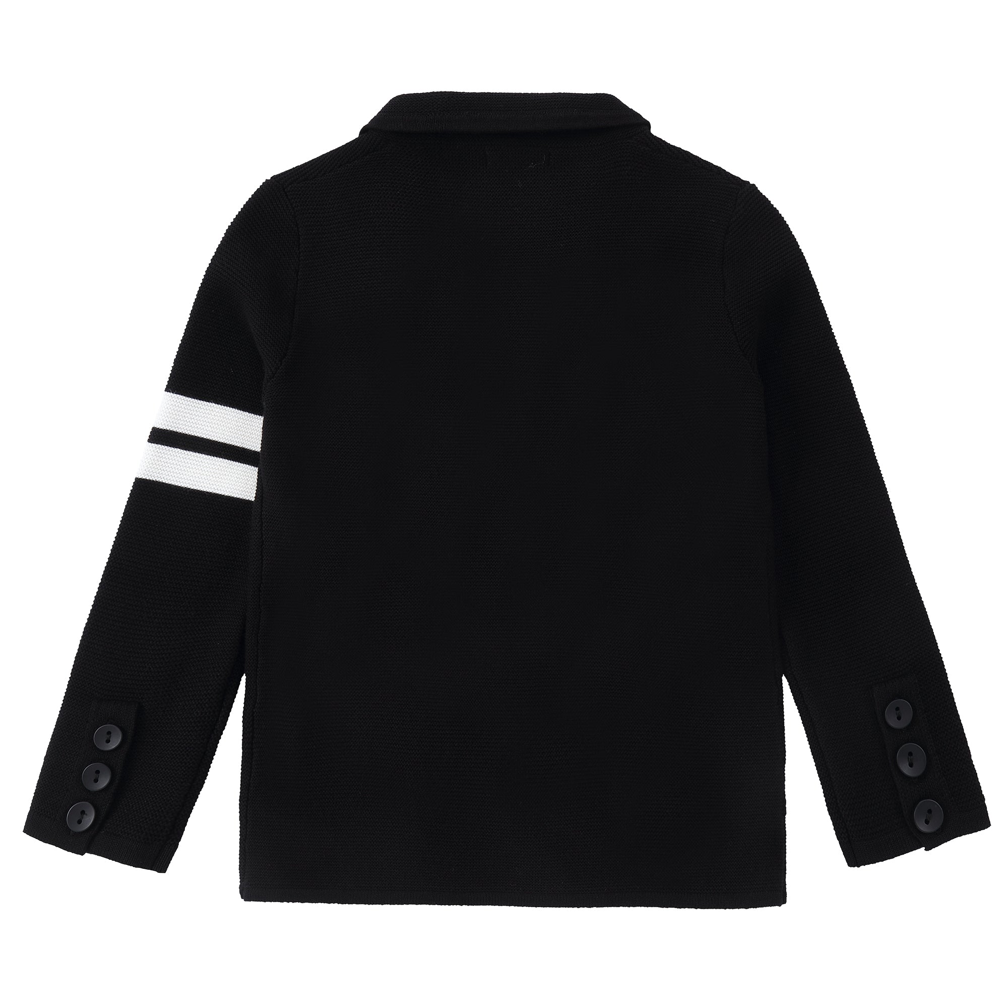 Black Knit Blazer With White Stripe Details
