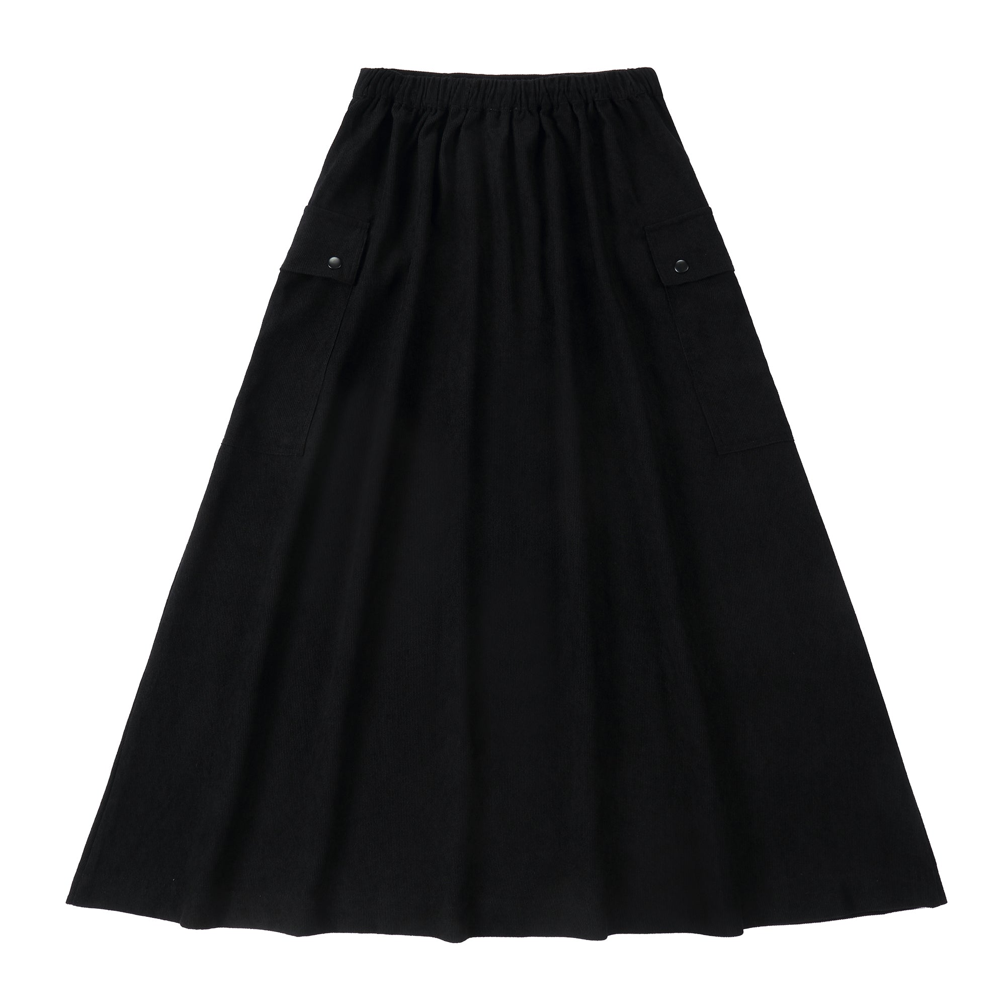 Black Corduroy Cargo Pocket Skirt